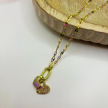 Lover Heart Necklace in Lavenders