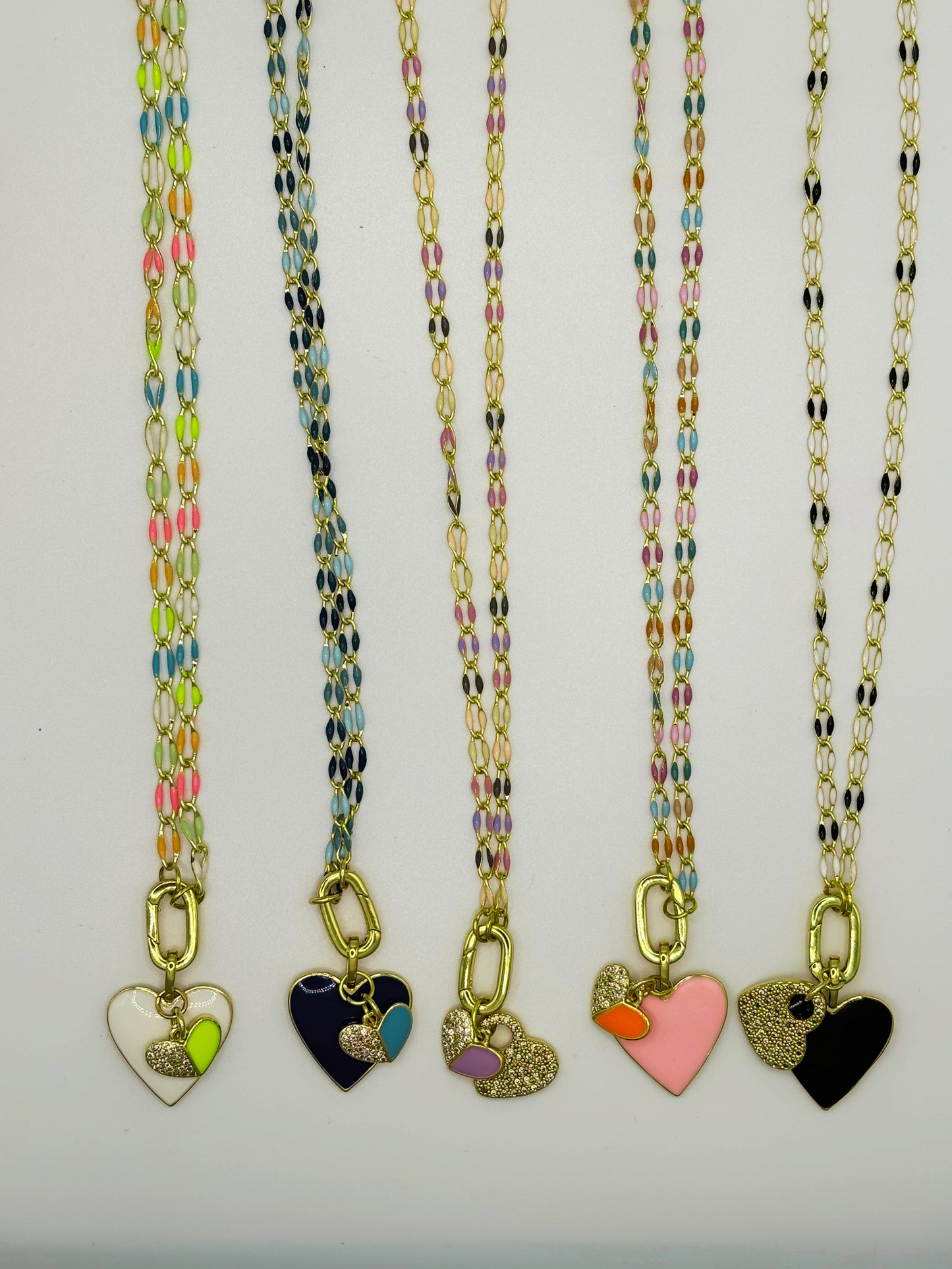 Lover Heart Necklace in Muted Rainbow