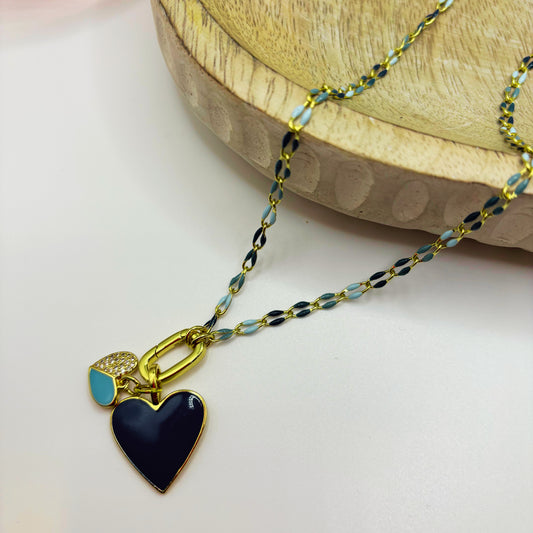 Lover Heart Necklace in Blues