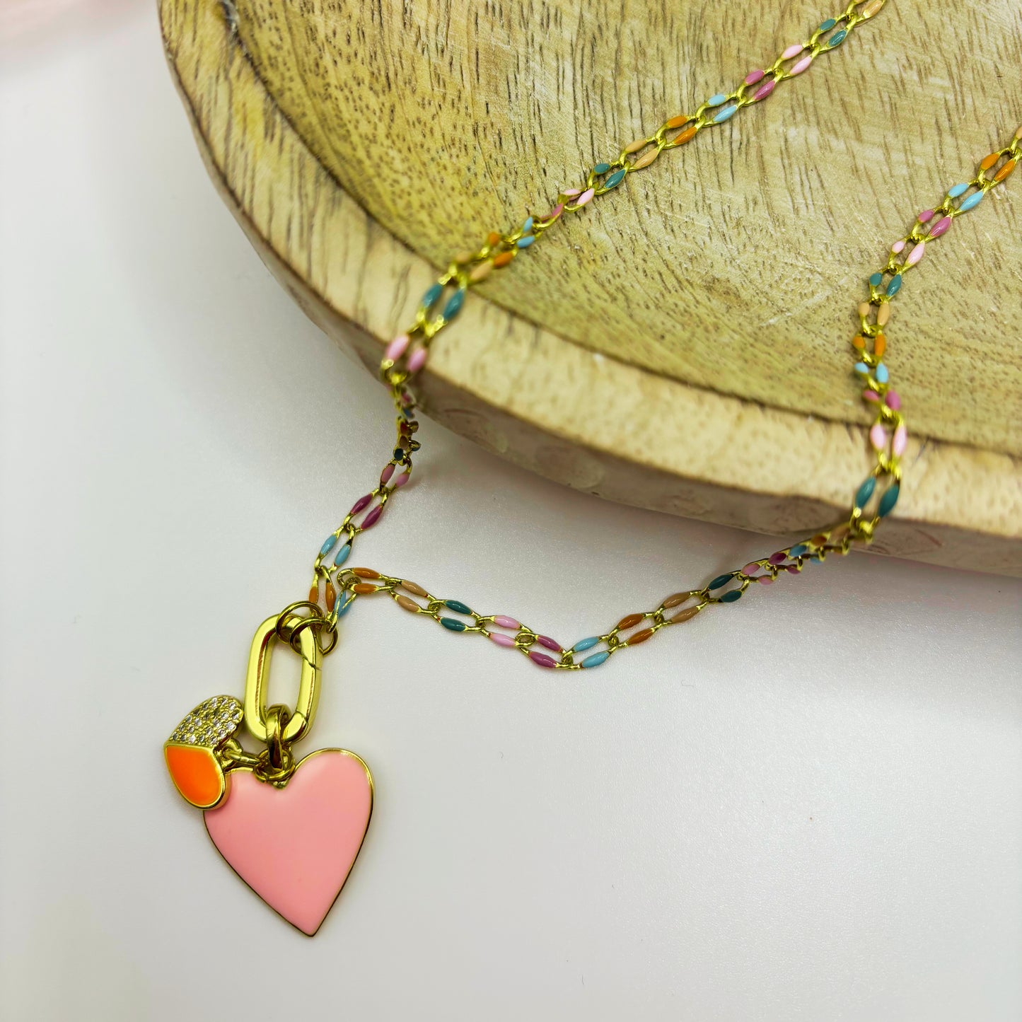 Lover Heart Necklace in Muted Rainbow