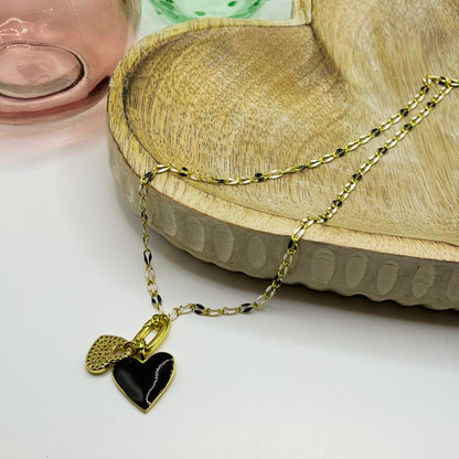 Lover Heart Necklace in Black