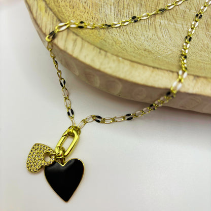 Lover Heart Necklace in Black