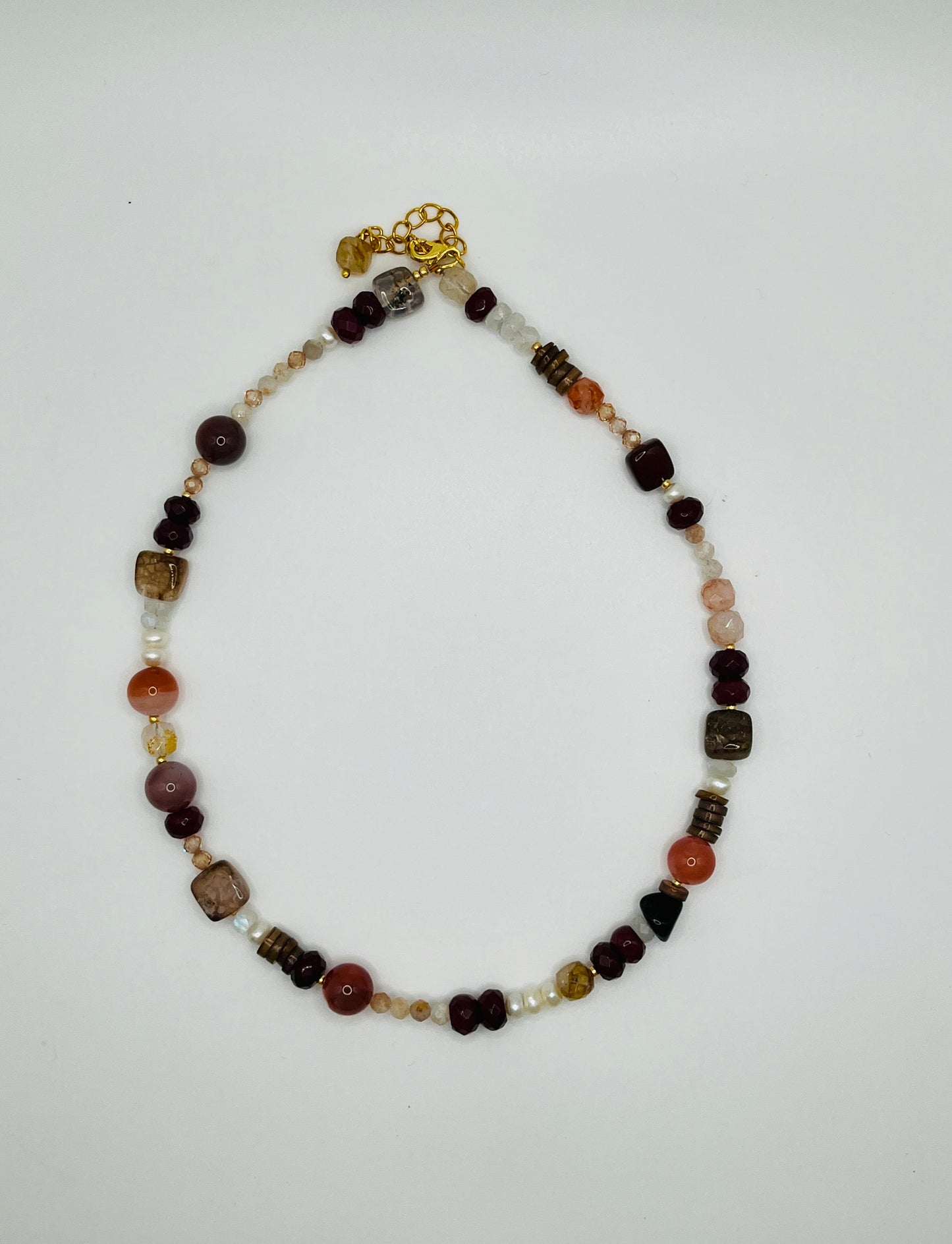 Mixed Gemstone Burgundy Necklace