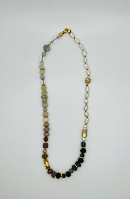 Neutral Rainbow Gemstone Necklace