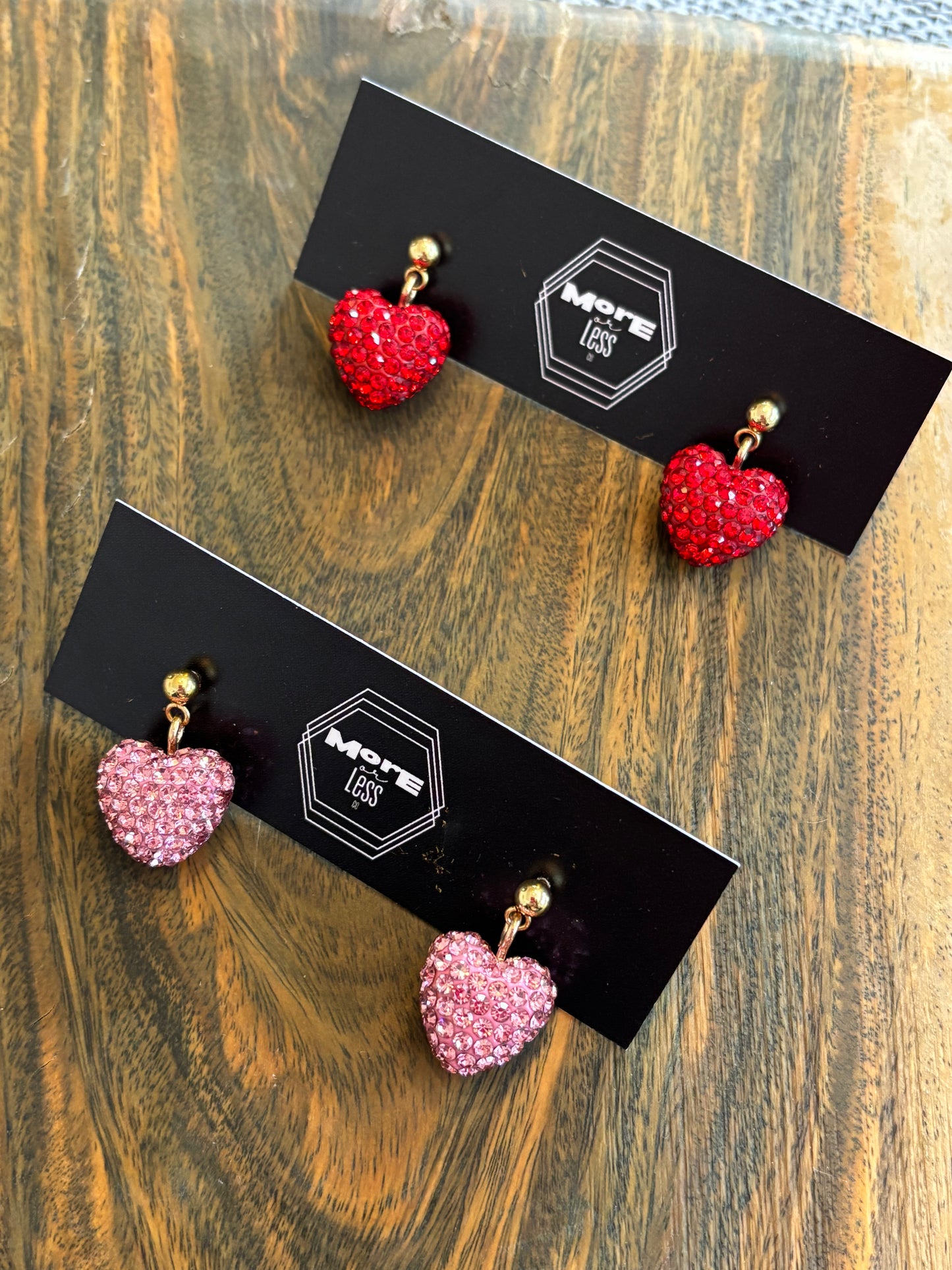 Pave Crystal Dangle Heart Studs