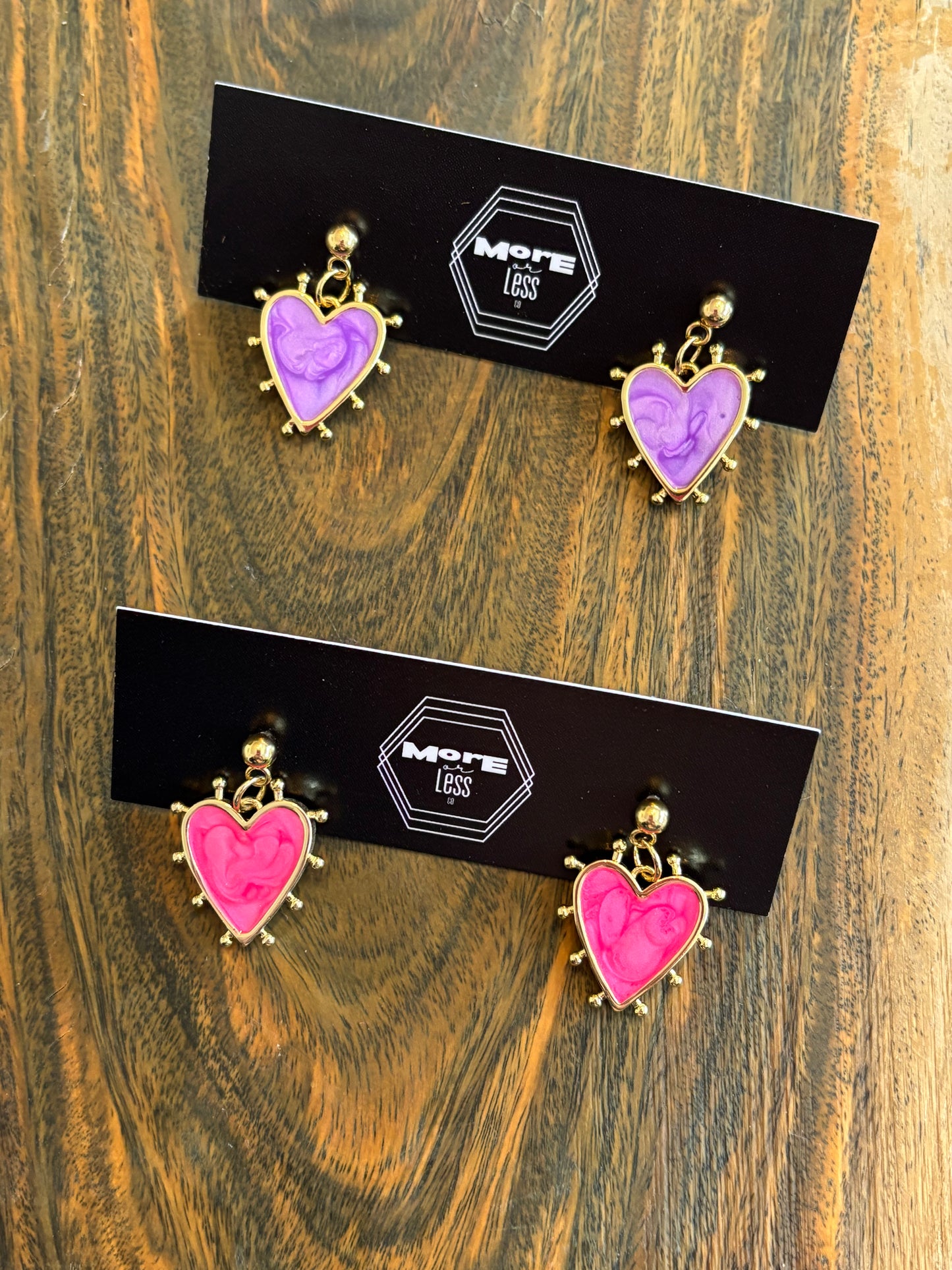 Spiky Fun Dangle Heart Studs