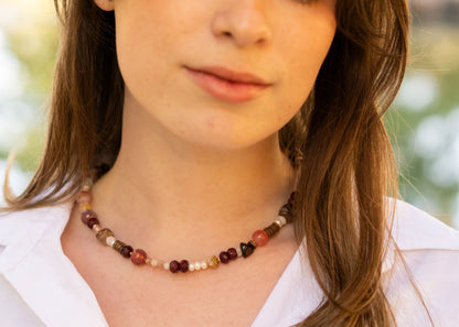 Mixed Gemstone Burgundy Necklace