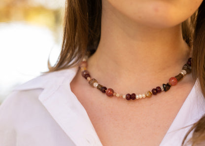 Mixed Gemstone Burgundy Necklace