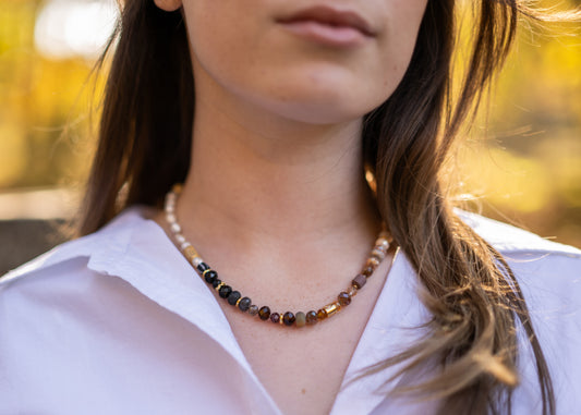 Neutral Rainbow Gemstone Necklace