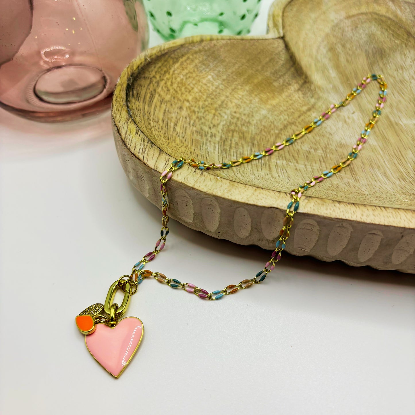 Lover Heart Necklace in Muted Rainbow