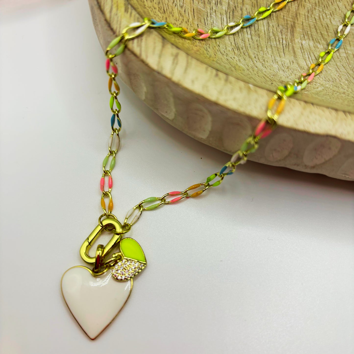 Lover Heart Necklace in Neon Rainbow